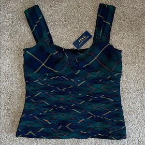 Polo by Ralph Lauren Women's Blue/Green Plaid Top